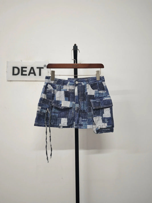 Dam A-Linje Kjol Patchwork Polyester med Fickor och BekvÀm Passform-1