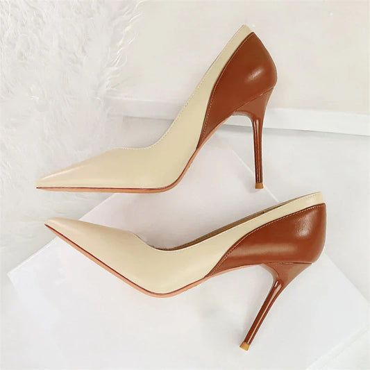 Dam Stiletto Klackar Spetsig PU-1