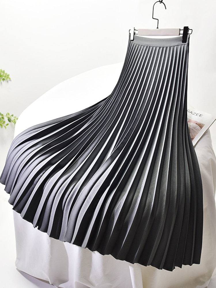 Variant image for Dam Hög Midja Veckad Lång Kjol Polyester Elastan-4