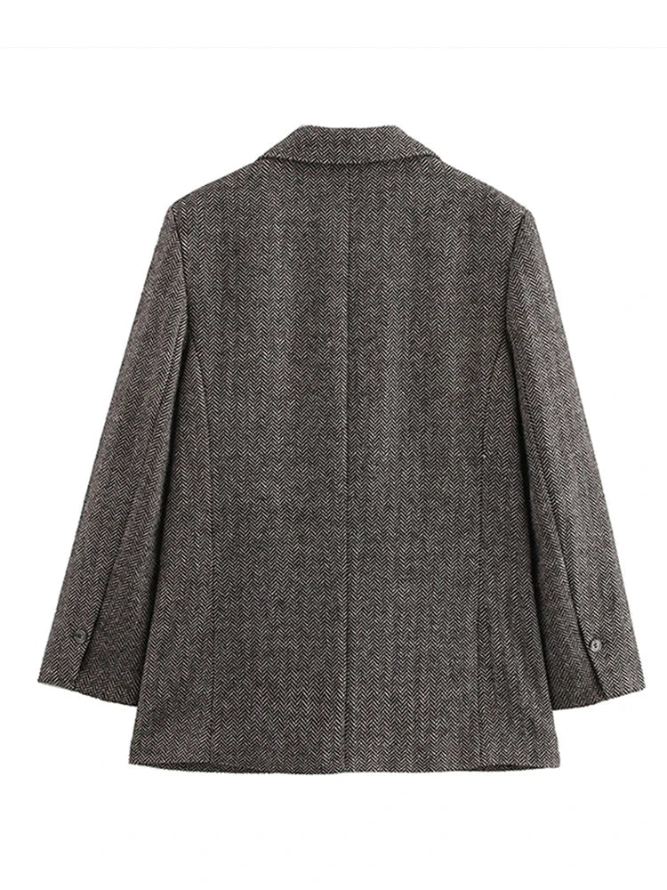 Dam Blazer Modern Reversibel Krage Elegant Polyester Viskos-4