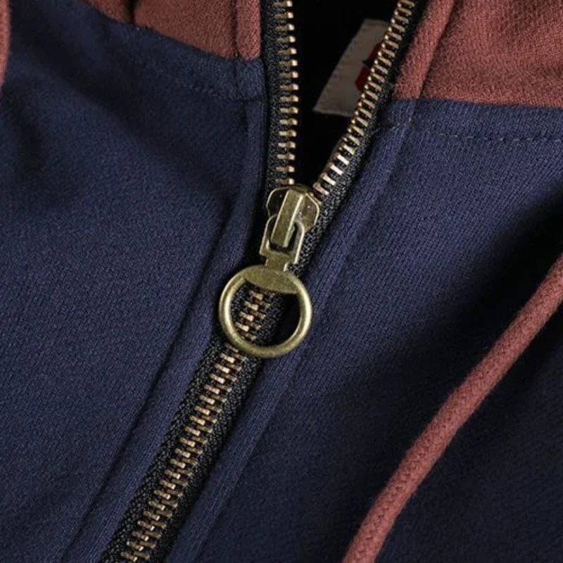 Hoodie Herr Tvåfärgad Design med Huva i Mjuk Bomull 4