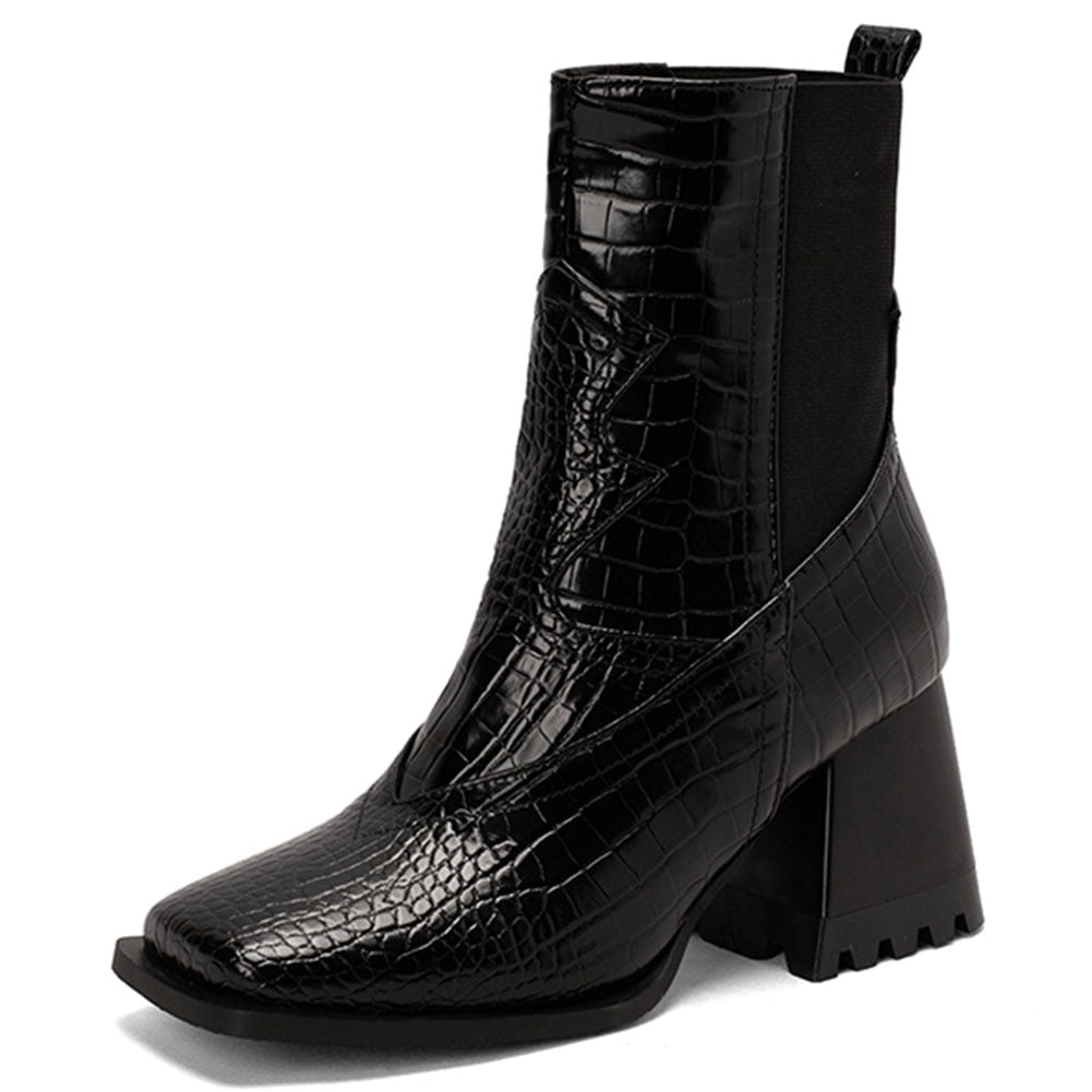 Variant image for Damstövlar Hög Klack PU-material Djurmönster Elegant Design-2