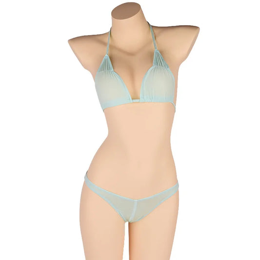 Dam Bikini Set Monokrom Spandex med Glittrande Detaljer-1
