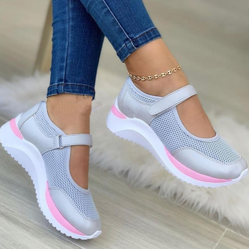 Kvinnors Ortopediska Sneakers Ergonomisk Syntetmaterial-4