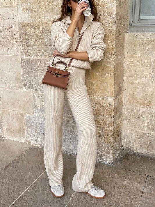 Dam Tvådelad Loungesuppsättning Ribstickad Polyester-1