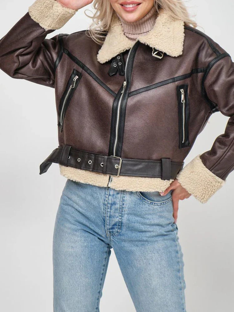 Dam Kappa Syntetisk Päls Elegant Vinterjacka-5