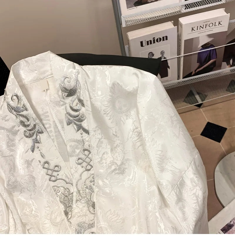 Blus Dam Blommig V-hals Lång Ärme Satin-4