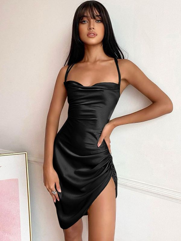 Dam Midiklänning Satin Elegant För Bröllop 5