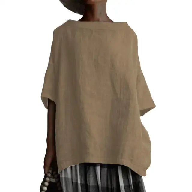 Kvinnors Skjorta Enkel Design 100% Bomull-1