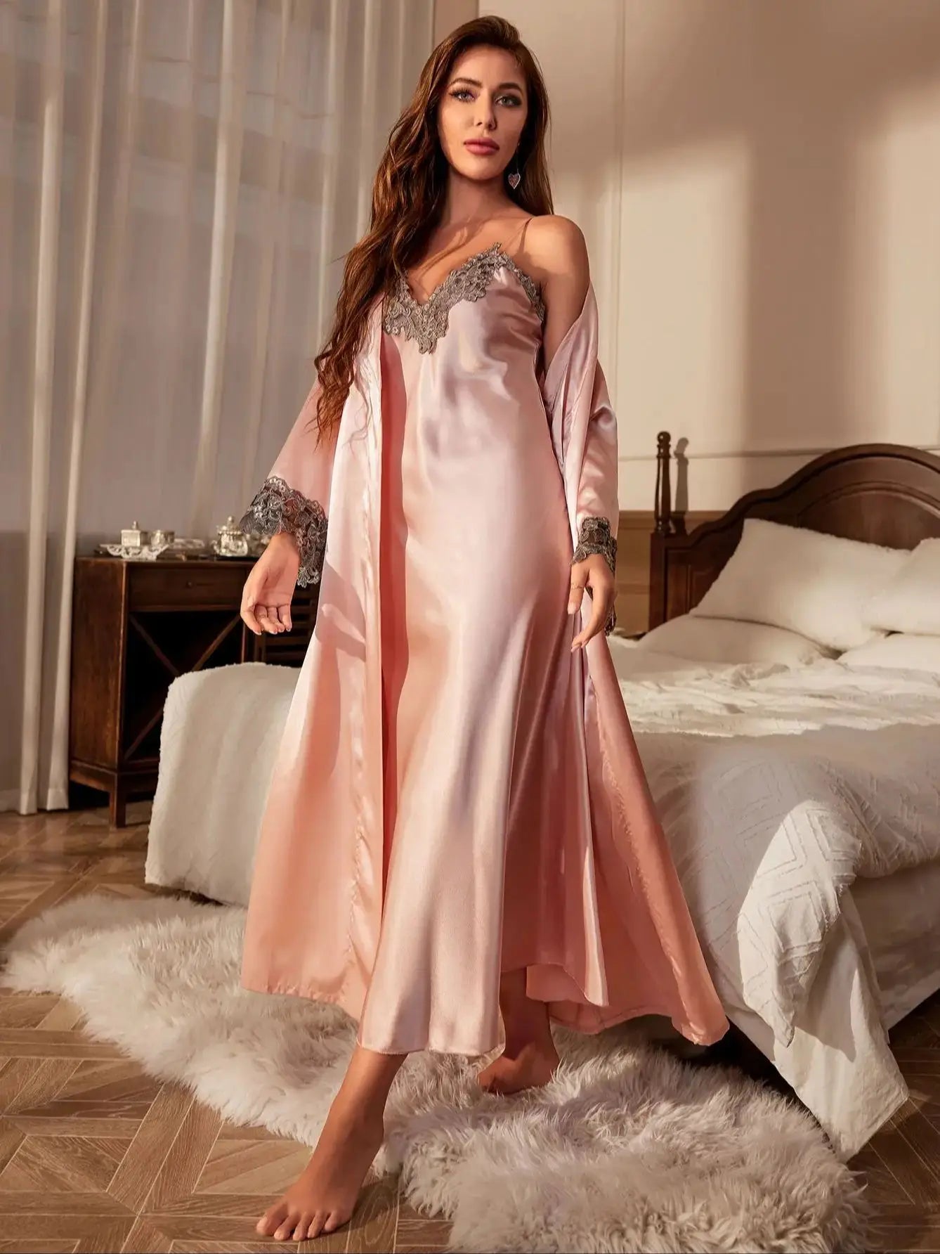 Variant image for Dam Nattklänning Långärmad Polyester Ankellång Avslappnad-9