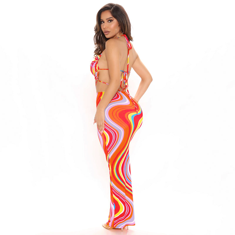 Kvinnors Lång Klänning V-hals Glasfiber-6