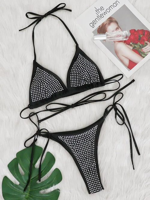 Dam Bikini Två Delar Polyester Spandex-1