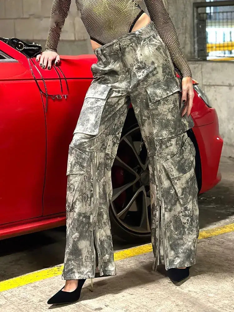 Snygga Byxor Dam Hög Midja Loose Fit Polyester-2