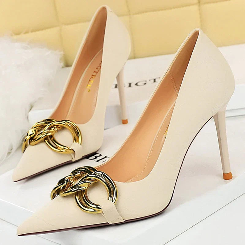 Dam Stilettskor Hög Klack PU-material-6