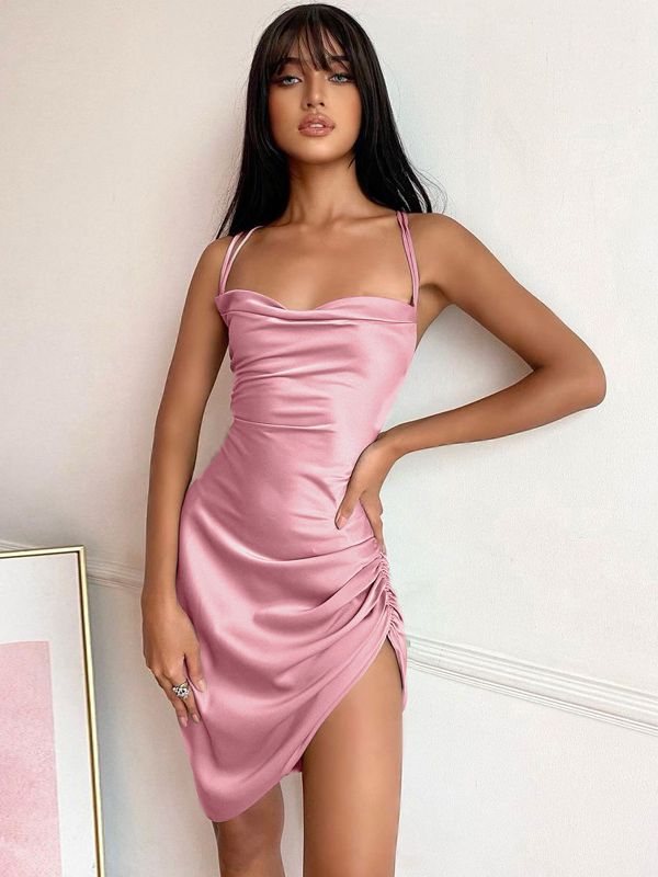 Dam Midiklänning Satin Elegant För Bröllop 11