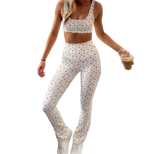 Damleggings Set Andningsbar Polyester för Träning och Avslappning-1