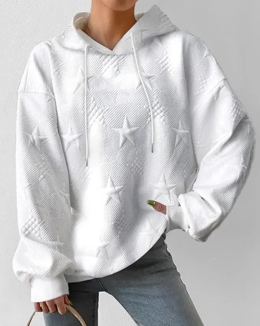 Dam Hoodie Avslappnad Fleece Varm-1