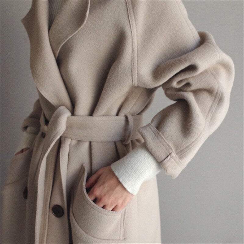 Damullrock Skräddarsydd Trench Coat Ullblandning Klassisk Stil-2