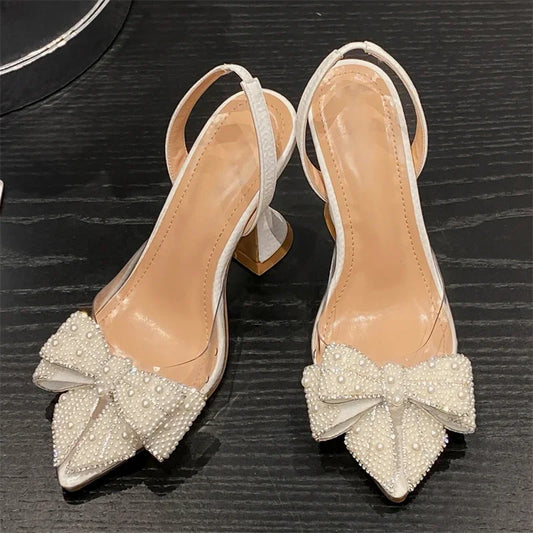 Dam Slingback Skor Spetsig TÄ Hög HÀl PVC-1
