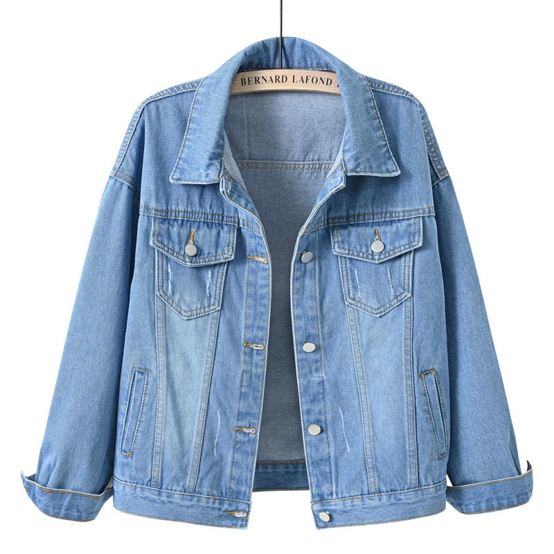 Dam Jeansjacka Vintage Avslappnad Denim-2