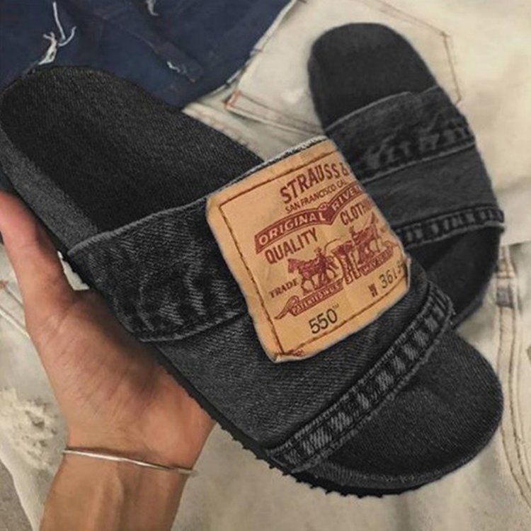 Dam Sandaler Elegant Bomull Flat Sula-4