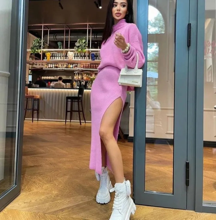 Variant image for Stickad Dam Tröja Hög Krage 100% Akryl-13