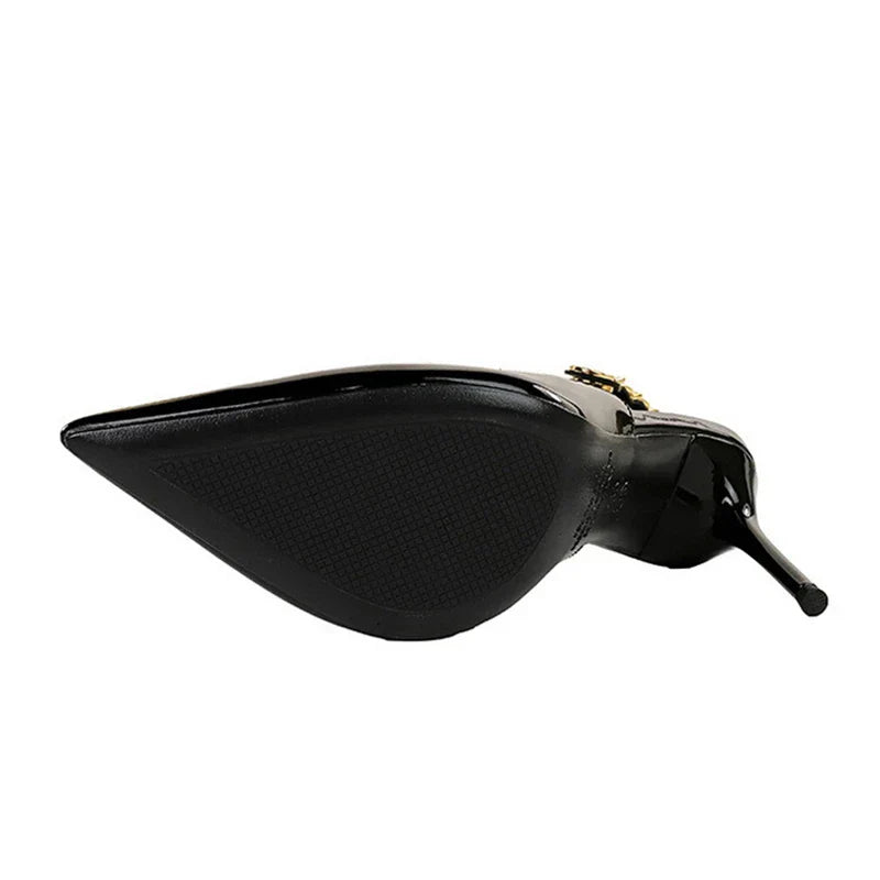 Dam Slingback Skor Spetsig Design Hög Klack PU-material-5