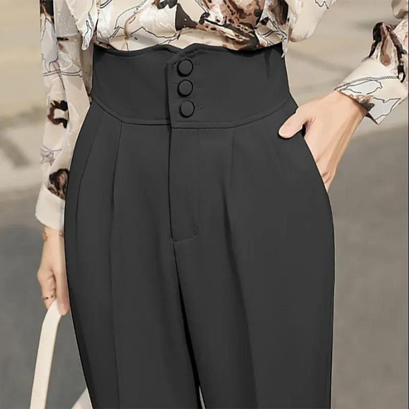 Snygga Byxor Dam Hög Midja Siden Polyester-2