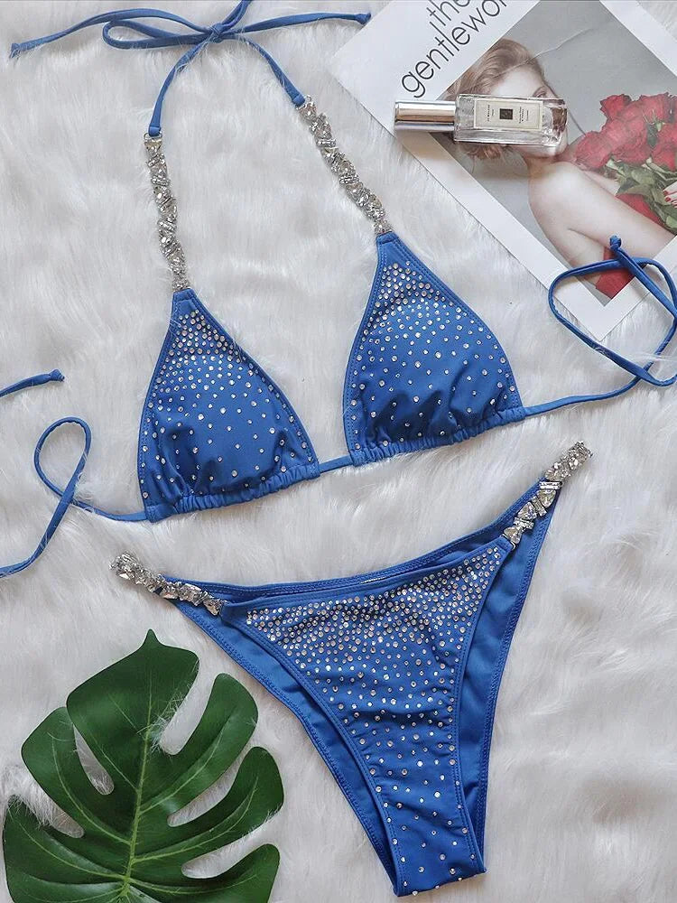 Variant image for Baddräkt Dam Två Delar med Strassdetaljer Trådlös Polyester Spandex-4