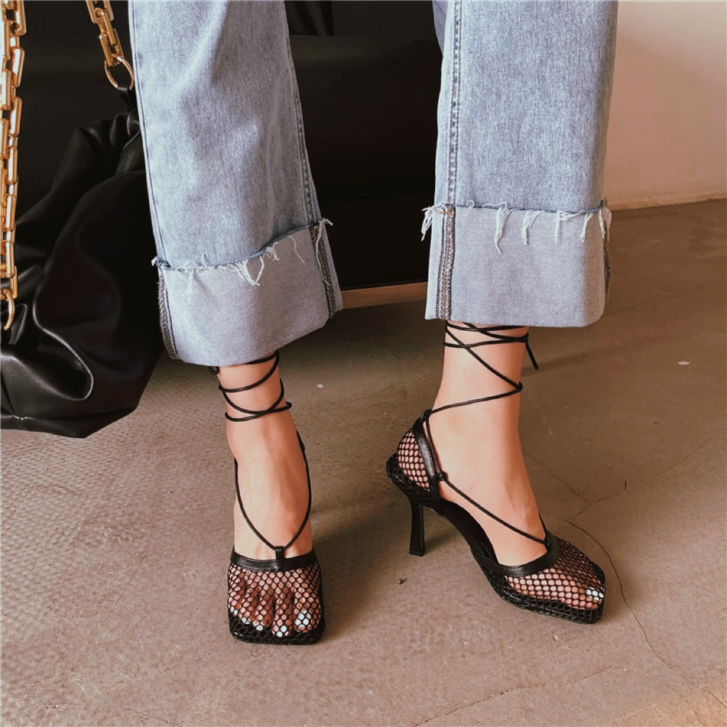 Variant image for Dam Höga Klackar Spiralband Syntetisk Stiletthäl-9