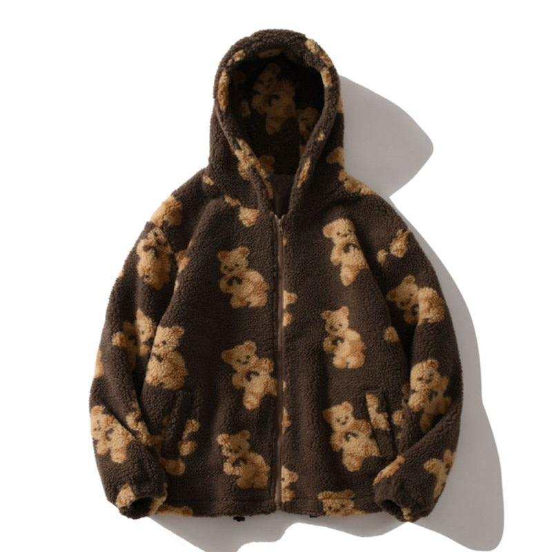 Unisex Hoodie Plysch Nallebjörn Design Mjuk Polyester 9
