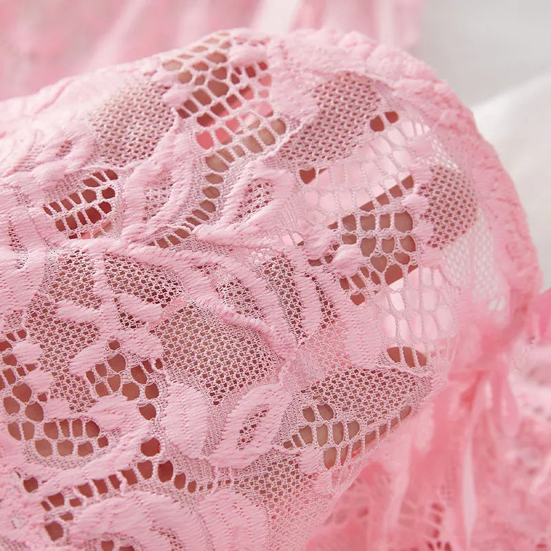 Dam Nattklänning V-ringning Spetsdetaljer Polyester Spandex-4