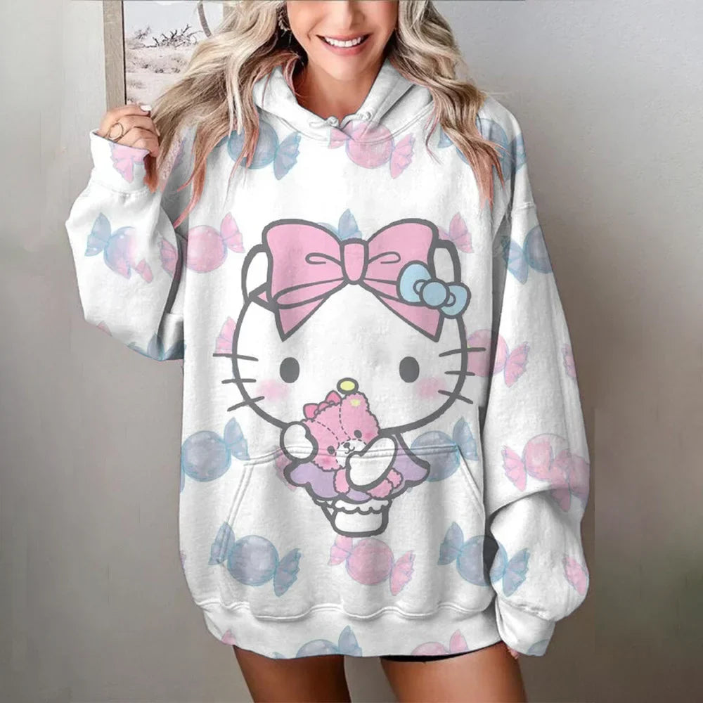 Lång Hoodie Dam Mysig Design Högkvalitativt Material-2