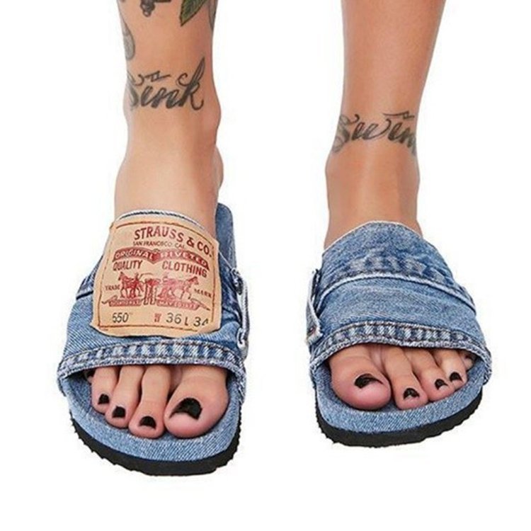Dam Sandaler Elegant Bomull Flat Sula-2