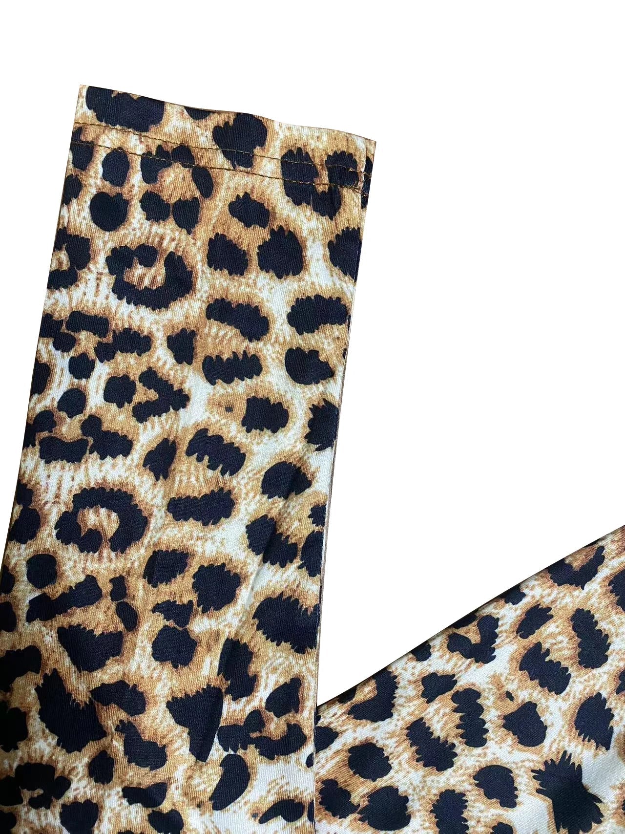 Dam Topp Leopardtryck Långa Ärmar Elastan Polyester-3