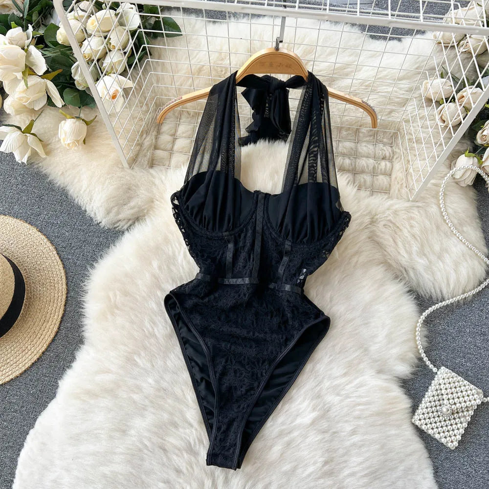 Dam Bodysuit Blommönster Fitted Polyester-2