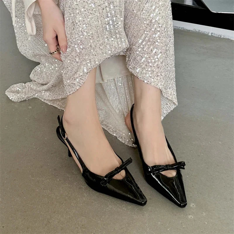 Dam Slingback Skor Plattform Läder Elegant Stil-5