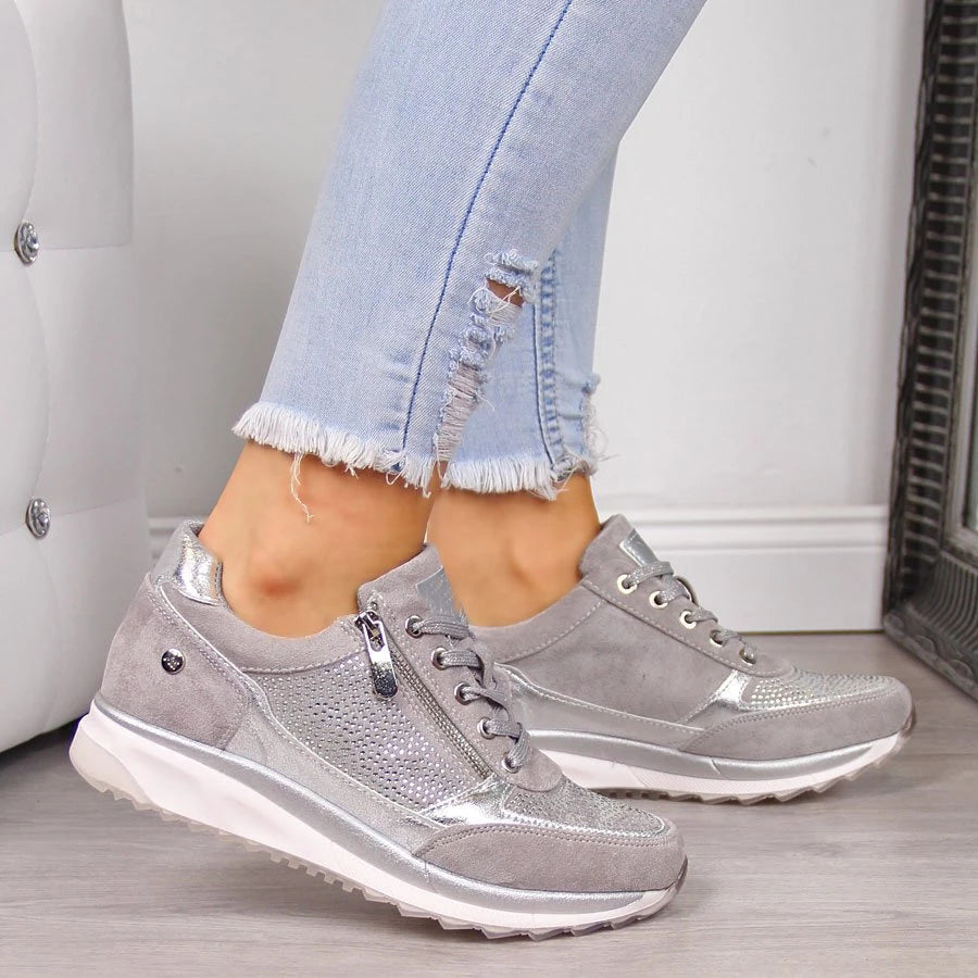 Kvinnors Komfortgymnastikskor med Ortopediskt Stöd i Syntetmaterial – Lätta och Stilrena Sneakers för Vardag och Fritid 5