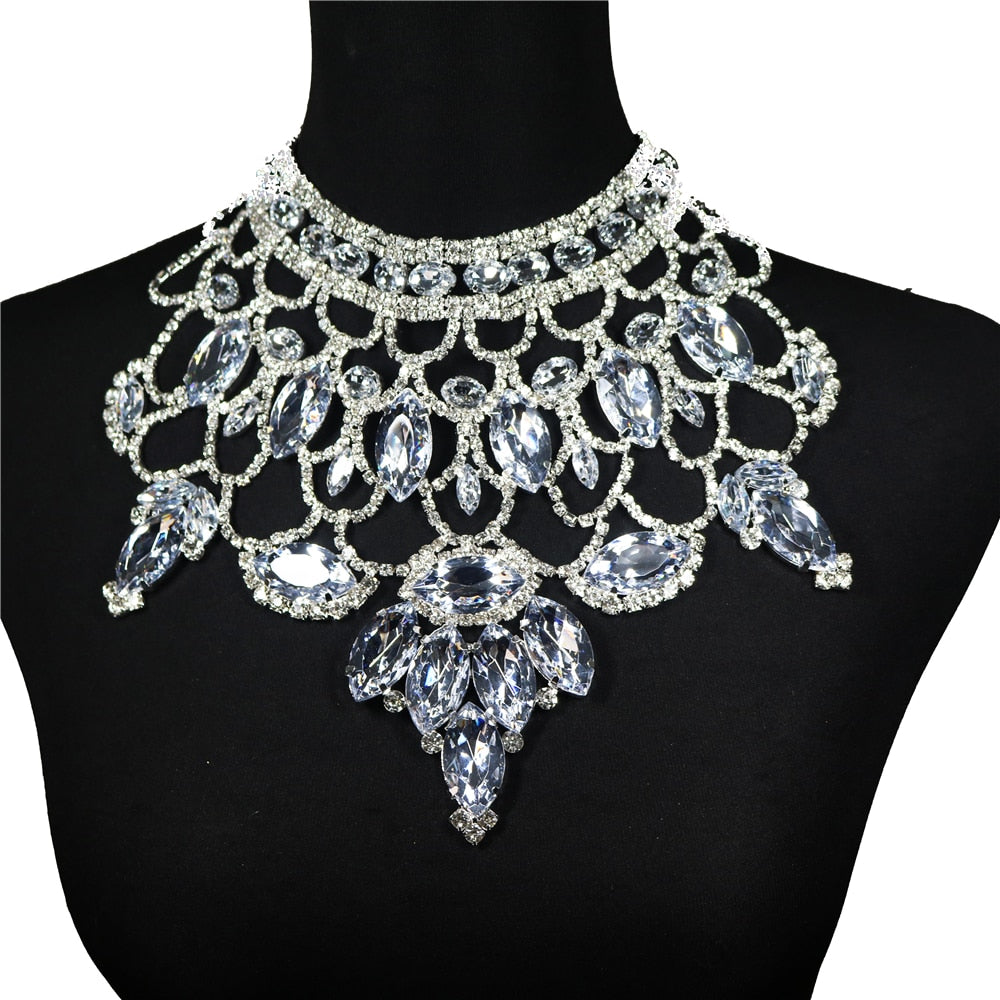 Kvinnors Smyckeset Halsband och Örhängen Koppar med Strass-5