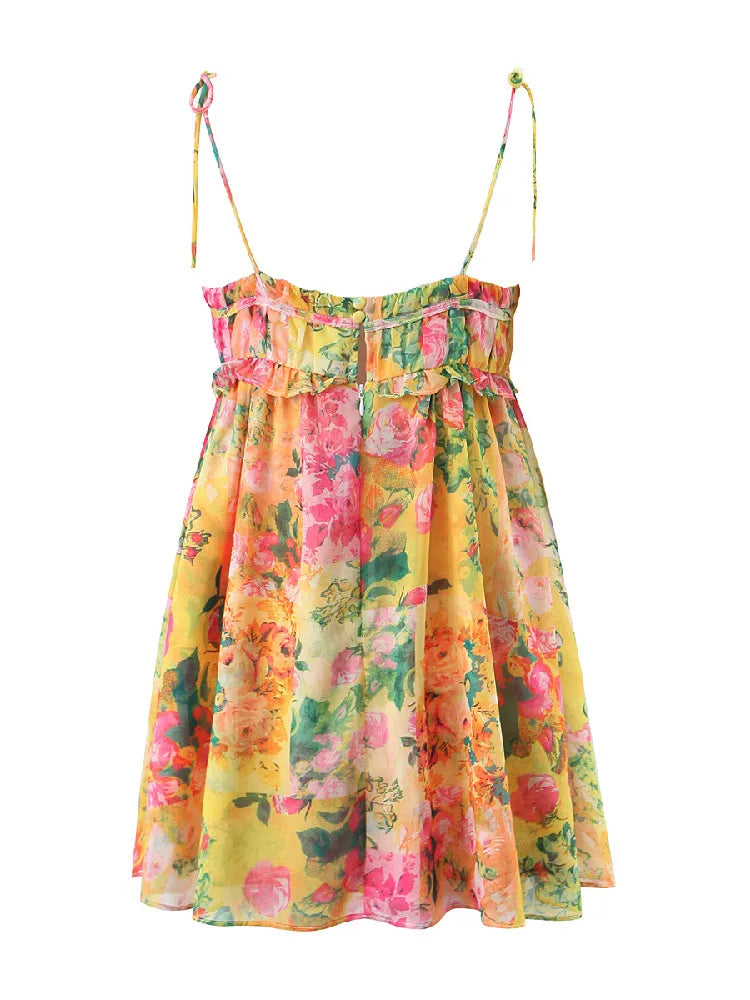 Dam Miniklänning Boho Blommönster Lätt Polyester-4