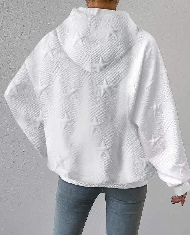 Dam Hoodie Avslappnad Fleece Varm-2