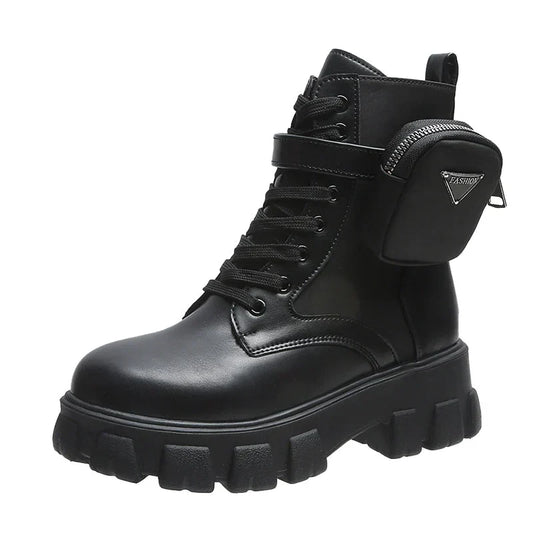 Dam Bikerstövlar Hållbara Läder Robust Design-1