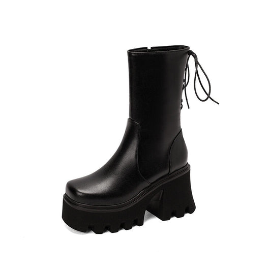 Dam Stövlar Hög Topp Spets-up Gummi Martin Boot-1