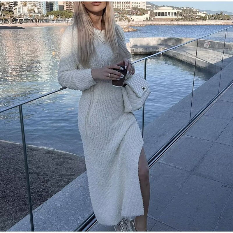 Dam Maxikjol med Sidoslits i Texturerad Design 100% Polyester-6