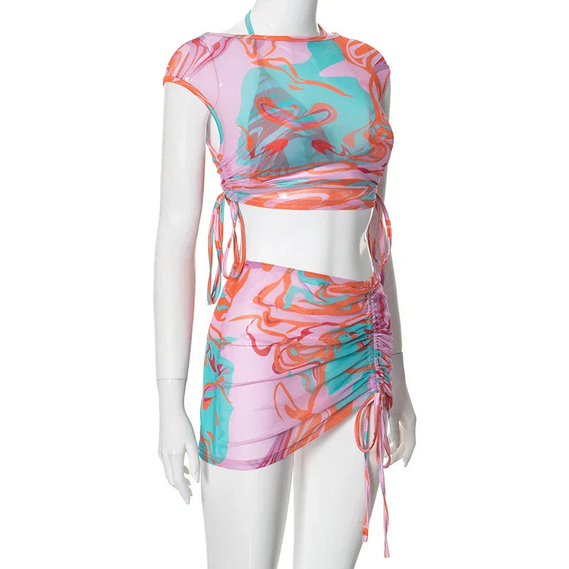 Dam Klänning O-hals Korta Ärmar Bomull Polyester-4