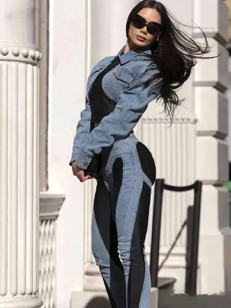Dam Jeans Hög Midja Stretch Bomull-3