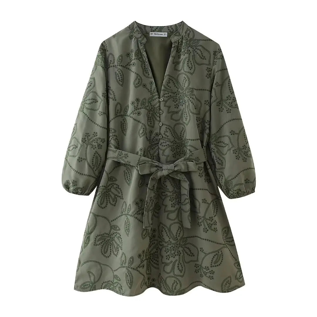 Kvinna Midi Klänning A-Linje Polyester Elegant Casual 7