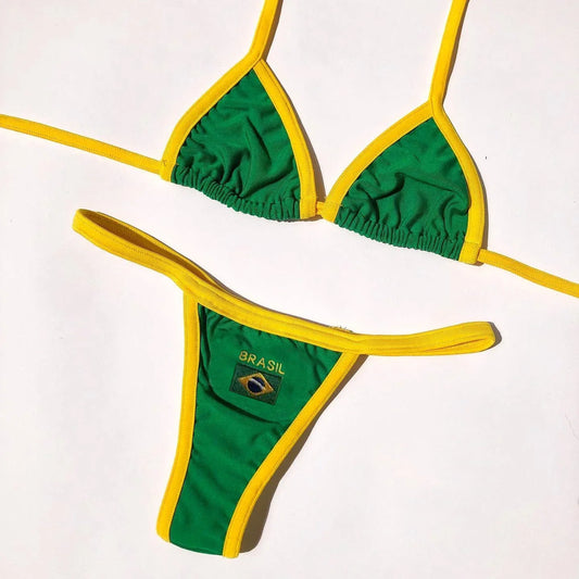 Dam Tvådelad Bikini Låg Skärning Polyester 1