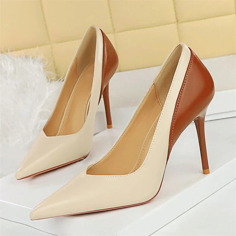 Dam Stiletto Klackar Spetsig PU-3
