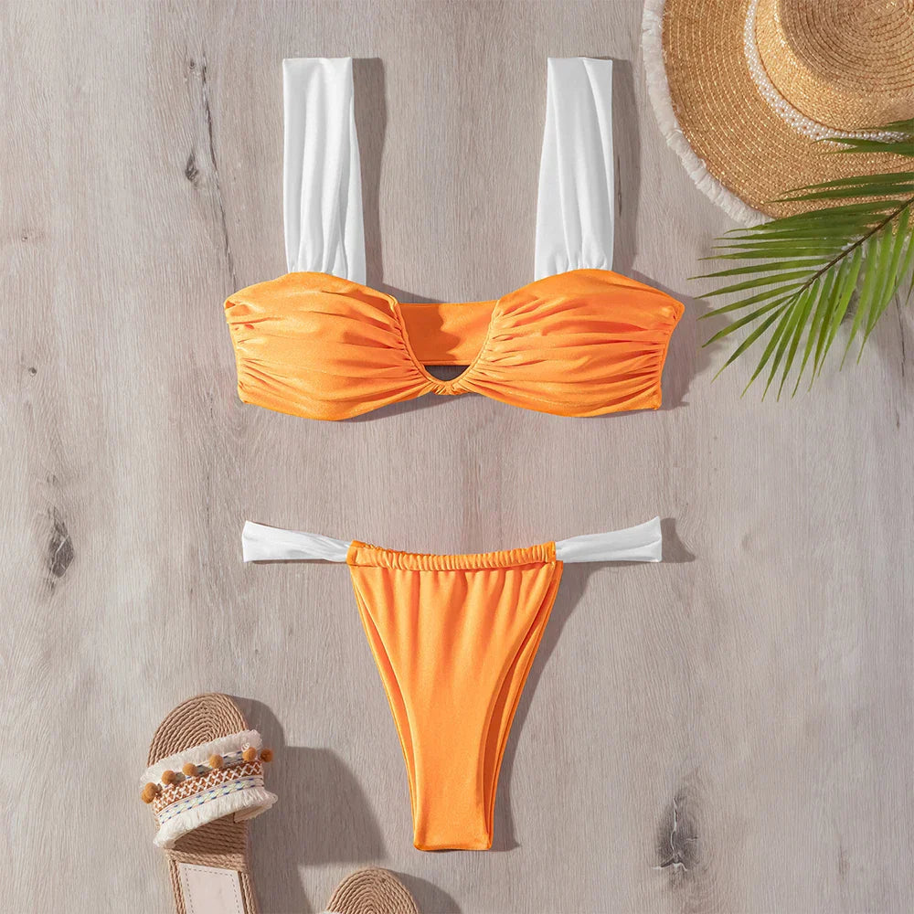 Dam Bikini Monokrom Trådlös Spandex Nylon 3